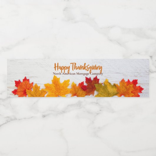 Happy Thanksgiving Business Custom Company Party Waterfles Etiket (Enkel label)