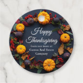 Happy Thanksgiving Business Herfst Pumpkin Wreath Bedankjes Labels (Voorkant)