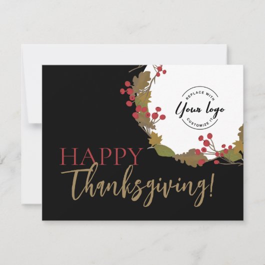 Happy Thanksgiving business logo krans Feestdagenkaart (Voorkant)
