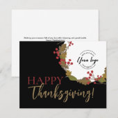 Happy Thanksgiving business logo krans Feestdagenkaart (Voorkant / Achterkant)