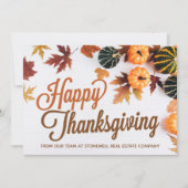 Happy Thanksgiving Business Pumpkin Aangepast foto Kaart (Voorkant)