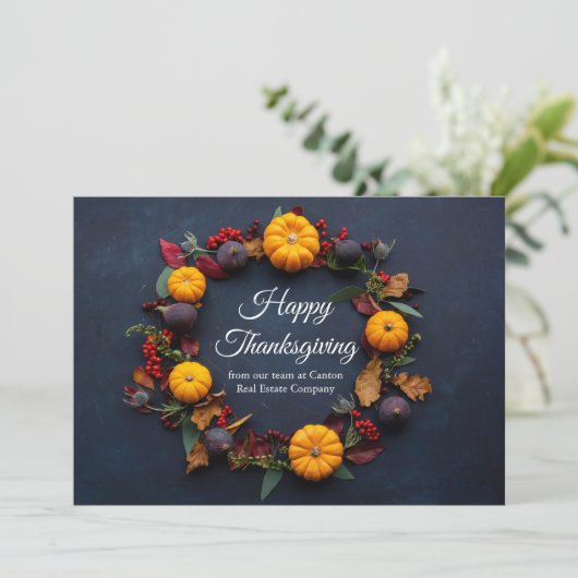 Happy Thanksgiving Business Pumpkin - Modern Feestdagenkaart (Staand voorkant)