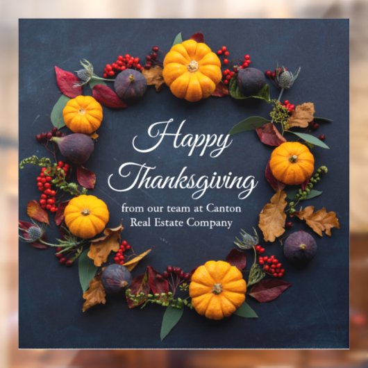 Happy Thanksgiving Business Pumpkin - Modern Raamsticker (Vel 2)