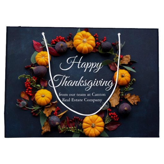 Happy Thanksgiving Business Pumpkin WreatCustom Groot Cadeauzakje (Achterkant)