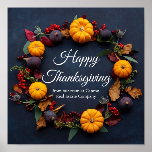 Happy Thanksgiving Business Pumpkin WreatCustom Poster (Voorkant)