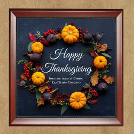 Happy Thanksgiving Business Pumpkin WreatCustom Poster