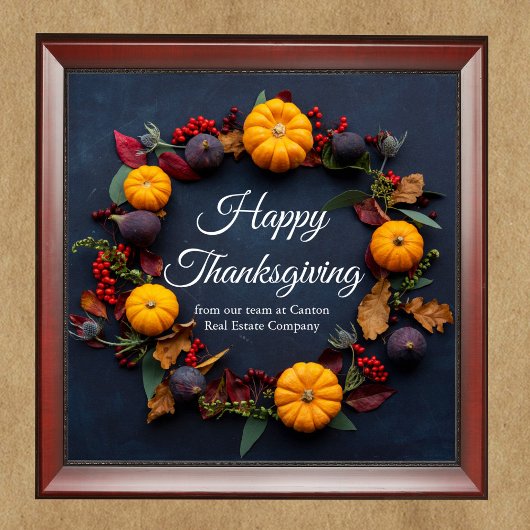 Happy Thanksgiving Business Pumpkin WreatCustom Poster