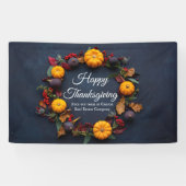 Happy Thanksgiving Business Pumpkin WreatCustom Spandoek (Horizontaal)