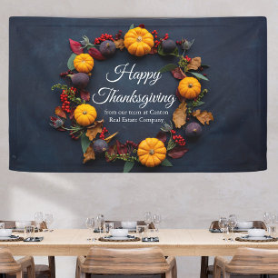 Happy Thanksgiving Business Pumpkin WreatCustom Spandoek