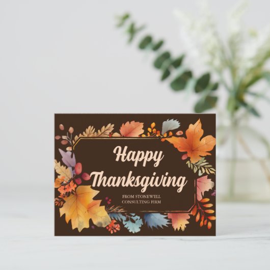 Happy Thanksgiving Business  verlaat Brown Briefkaart (Staand voorkant)
