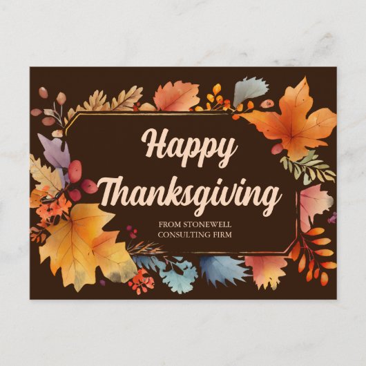 Happy Thanksgiving Business  verlaat Brown Briefkaart (Voorkant)