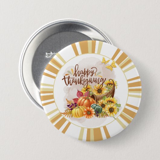 Happy Thanksgiving Button (Voorkant /achterkant)
