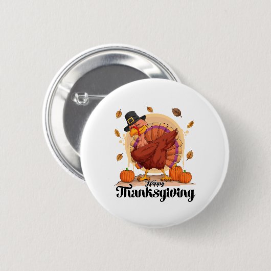 Happy Thanksgiving Button (Voorkant /achterkant)