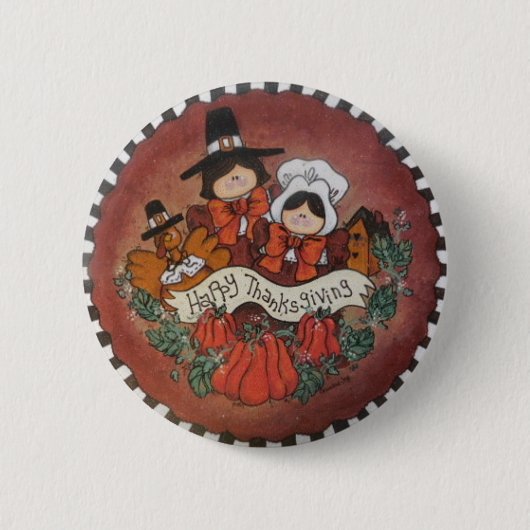Happy Thanksgiving Button Pin (Voorkant)