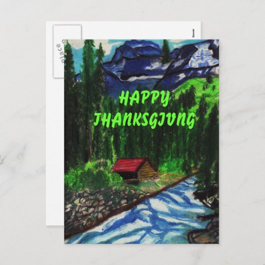 HAPPY THANKSGIVING CABIN BRIEFKAART (Voorkant / Achterkant)