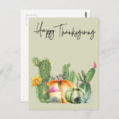 Happy Thanksgiving Cactus Pumpkin Southwest Briefkaart (Voorkant / Achterkant)