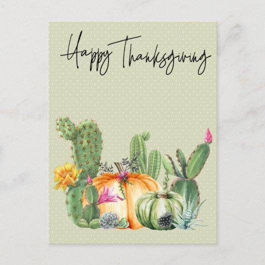 Happy Thanksgiving Cactus Pumpkin Southwest Briefkaart (Voorkant)