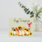 Happy Thanksgiving Cactus Pumpkin Sunflower Briefkaart (Staand voorkant)