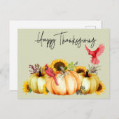 Happy Thanksgiving Cactus Pumpkin Sunflower Briefkaart (Voorkant / Achterkant)