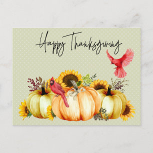 Happy Thanksgiving Cactus Pumpkin Sunflower Briefkaart
