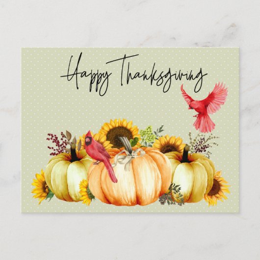Happy Thanksgiving Cactus Pumpkin Sunflower Briefkaart (Voorkant)