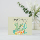 Happy Thanksgiving Cactus Waterverf Pompoen Briefkaart (Staand voorkant)