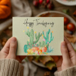 Happy Thanksgiving Cactus Waterverf Pompoen Briefkaart<br><div class="desc">Dit ontwerp werd gecreeerd door digitale kunst. Het kan worden gepersonaliseerd door de aanpassingsknoop te klikken en de kleur te veranderen, een naam, initialen of uw favoriete woorden toe te voegen. Neem contact met me op colorflowcreations@gmail.com als je dit ontwerp op een ander product wilt gebruiken. Koop mijn oorspronkelijke abstracte...</div>