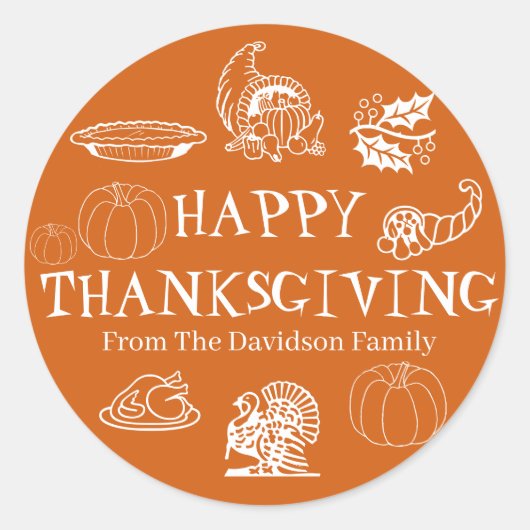 Happy Thanksgiving-cadeaubon voor een aangepast ca Ronde Sticker (Voorkant)