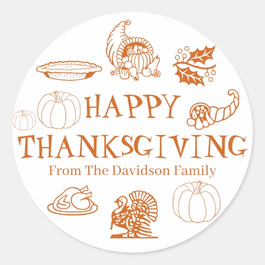 Happy Thanksgiving-cadeaubonnen voor aangepaste na Ronde Sticker (Voorkant)
