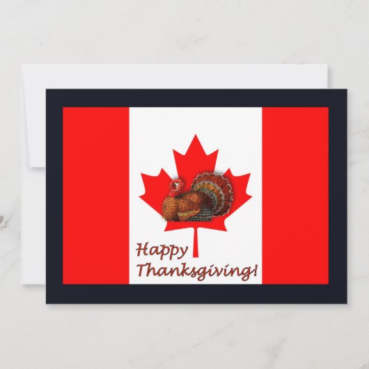 Happy Thanksgiving Canada met vlag en kalkoen Kaart (Voorkant)