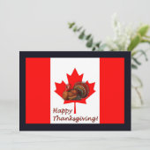Happy Thanksgiving Canada met vlag en kalkoen Kaart (Staand voorkant)