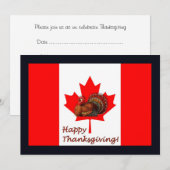 Happy Thanksgiving Canada met vlag en kalkoen Kaart (Voorkant / Achterkant)