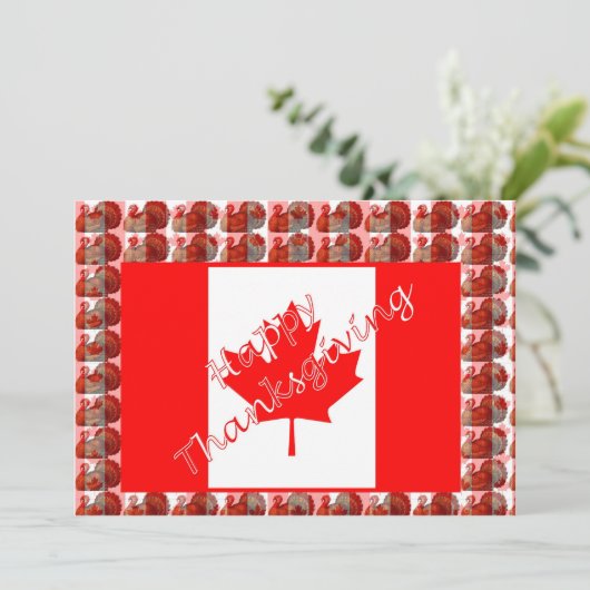 Happy Thanksgiving Canada met vlag en kalkoen Kaart (Staand voorkant)