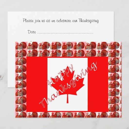 Happy Thanksgiving Canada met vlag en kalkoen Kaart (Voorkant / Achterkant)