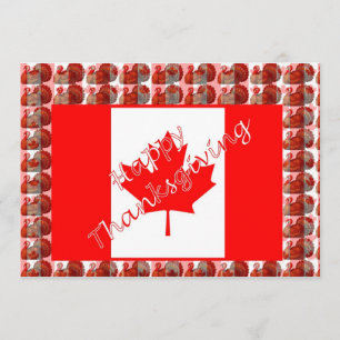 Happy Thanksgiving Canada met vlag en kalkoen Kaart
