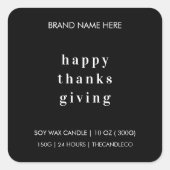 Happy Thanksgiving Candle | minimalistisch Vierkante Sticker (Voorkant)