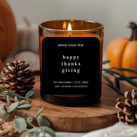Happy Thanksgiving Candle | minimalistisch Vierkante Sticker