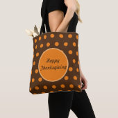 Happy Thanksgiving Canvas tas (bruin en Sinaasappe (Dichtbij)