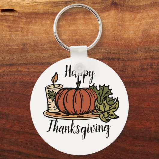 Happy Thanksgiving Canvas tas Sleutelhanger (Voorkant)