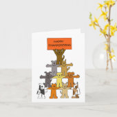 Happy Thanksgiving Cartoon Honden Kaart (Gele Bloem)