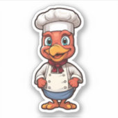 Happy Thanksgiving Cartoon Schattige Chef Turkije Sticker (Voorkant)