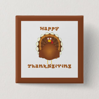 Happy Thanksgiving cartoon turkey pins Vierkante Button 5,1 Cm
