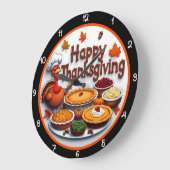 Happy Thanksgiving Cartoon Turkije Diner Grote Klok (Hoek)