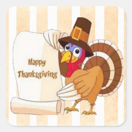 Happy Thanksgiving Cartoon Turkije Stickers (Voorkant)