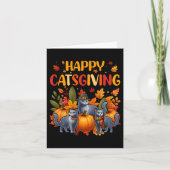 Happy Thanksgiving Cat Drie Schattigee Russische B Kaart (Voorkant)