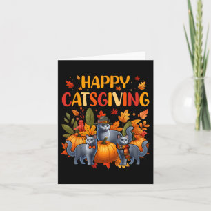 Happy Thanksgiving Cat Drie Schattigee Russische B Kaart