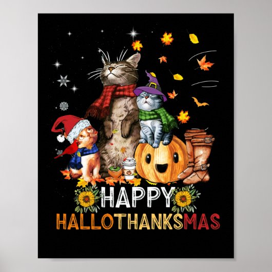 Happy Thanksgiving Cat Happy Hanksmas Cats Poster (Voorkant)