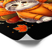 Happy Thanksgiving Cat Turkey Day Autumn Fall Men  Poster (Hoek)