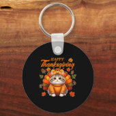 Happy Thanksgiving Cat Turkey Day Autumn Fall Men  Sleutelhanger (Voorkant)