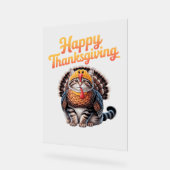 Happy Thanksgiving Cat Turkey Day Herfst Classic T Acryl Bord (Hoek)